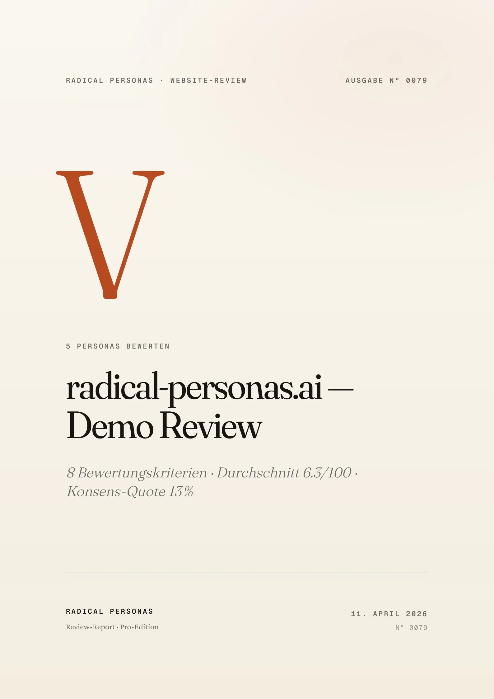 Report-Seite: Scorecard & Gesamturteil